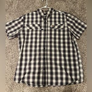 Carhartt dark gray and White Plaid Button Down Shirt style force relaxed fit XL